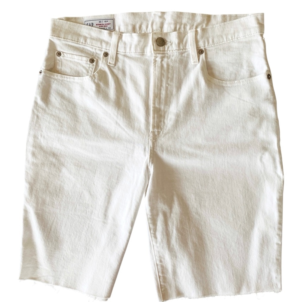 GAP Bermuda High Rise White Denim Jean Shorts 30/10r - Picture 7 of 7